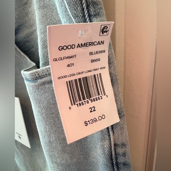 GOOD AMERICAN GOOD LEGS GROP LONG FRAY HEM JEANS IN BLUE669 NWT - Picture 6 of 16